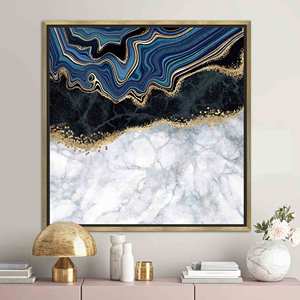 Elegant Gold <b>Framed</b> Canvas Print: Blue Marble Art,GOLD <b>FRAMED</b> CANVAS - Product Image 1