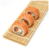 Tapis à sushi jetable premium en bambou, carré 30x30cm, vert naturel, pour maki, idéal pour restaurants japonais