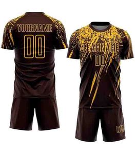 Ensemble de maillots de football personnalisés pour hommes adultes, séchage rapide, respirant, polyester, manches courtes, col rond, taille élastique, vêtements d'équipe, logo personnalisé - Product Image 3