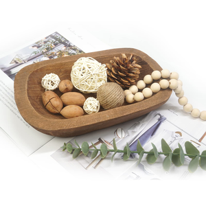 Tazón de masa decorativo tallado a mano de madera, tazón de vela estilo granja para decoración del hogar, tazón decorativo de Navidad - Product Image 1