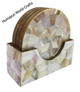 Posavasos de fregona hechos a mano de alta calidad, posavasos de piedra hechos a mano de madreperla, fabricante de posavasos de madera MFD - Product Image 2