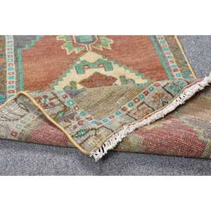 Tradicional marrón verde 1,5 X 2.9ft alfombra turca Vintage tejido plano de lana con diseño de retazos alfombra de sala de estar respaldo de látex - Product Image 4