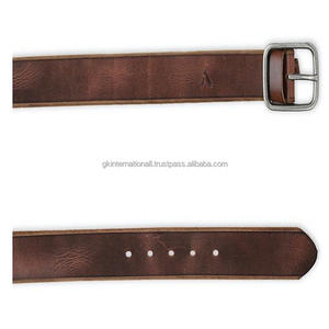 เข็มขัดหนังลำลองสำหรับผู้ชาย,เข็มขัดหนังขอบดิบทาสีด้วยมือสีน้ำตาลพร้อมหัวเข็มขัดหนักโบราณสีเงินในขนาดที่กำหนดเองทั้งหมด - Product Image 3