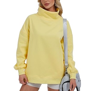 Sweat-shirt oversize pour femme de haute qualité, automne/hiver, design streetwear élégant, molleton épais 100% coton, col montant, personnalisable - Product Image 1