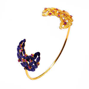 Party Wear Sterling Silver 925 Ruby Gemstones Celeb Style Classic Handmade Trendy Unique Open Cuff Bangles - Product Image 1