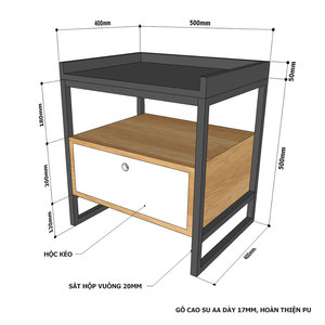Modern Design <b>Bedside</b> <b>Cabinet</b> Iron Frame and Rubber Wood TDG68030 - Product Image 4