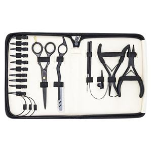Kit d'outils professionnels en acier inoxydable pour extensions de cheveux : pinces de retrait, micro-anneaux, aiguille à boucle, crochet, pince à resserrer, amincisseur - Product Image 1