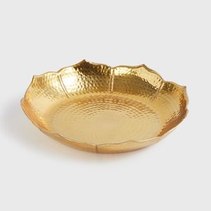 Round Shape Aluminum Gold Color Handmade Design Flower Bowl Urli with Two Handles for Festival Decoration - Product Image 5