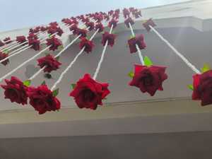 Elegant Pearl Rose Floral Decor for Mandap Party Backdrop Diwali Mehndi Haldi Nikah Customization Colors Indian Wedding Toran - Product Image 2