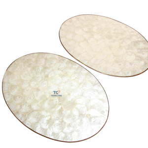 Placas cargadoras de madera de nácar con incrustaciones de madreperla para comedor, fiesta, vajilla rústica, Mantel Individual de decoración de mesa de cocina BOHO - Product Image 3