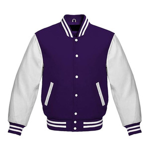 แจ็คเก็ตเบสบอล Varsity Bomber Letterman แขนหนังแท้ ตัวเสื้อทำจากผ้าขนสัตว์ - Product Image 5
