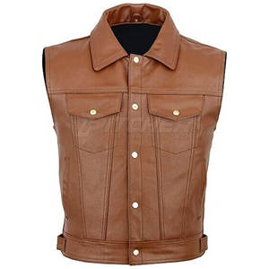 Chaleco de Invierno para Hombre, de Piel de Vaca Genuina, Cierre de Botones, Cortavientos, Ligero, Elegante, Sin Mangas, Estilo Casual Urbano - Product Image 1