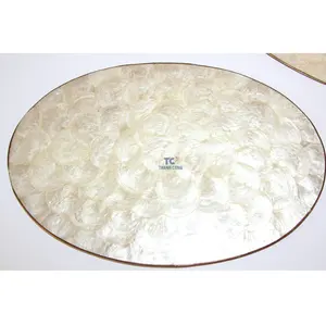 Placas cargadoras de madera de nácar con incrustaciones de madreperla para comedor, fiesta, vajilla rústica, Mantel Individual de decoración de mesa de cocina BOHO - Product Image 1