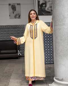 Elegant XXL Kaftan for Muslim Women Casual Eid Embroidery Dress Breathable Ramadan <b>Long</b> Abaya Jalabiya <b>Kimono</b> Style Moroccan - Product Image 2
