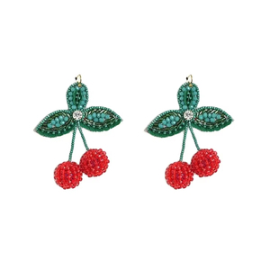Seed Bead Choice Handwork Beaded Embroidery Cherry Dangle Earring Elegant Stylish Fancy Unique Designer Luxury Premium For <b>Girl</b> - Product Image 1