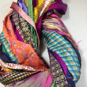 Custom Made Multi Colored Embroidered Sari Silk Ribbon Rolls in Size 5 cm Made From <b>Recycled</b> Saris Ideal for Crafts - Product Image 5
