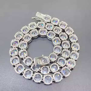 Chaîne de tennis en argent sterling 925 personnalisée de bijoux de rappeur nouvelle mode diamant glacé blanc Moissanite Bracelet à maillons fins - Product Image 2