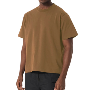 T-shirt uni à col rond T-shirts surdimensionnés de haute qualité en coton épais imprimés sur mesure pour hommes - Product Image 5