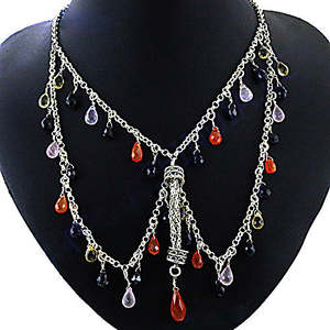 Collar de Perlas de Agua Dulce y Piedras Preciosas con Cuentas de Plata para Mujer, Moderno y Chapado en Oro - Product Image 1