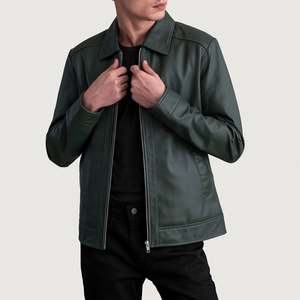 Autumn Collection Genuine <b>Sheepskin</b> <b>Jacket</b> Inferno Green XS Reversible Hooded Zippered Closure Waterproof Patchwork Design - Product Image 1