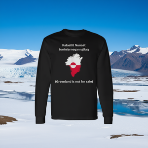 Camiseta de manga larga con diseño de la bandera de Groenlandia, camiseta con diseño de declaración política, Groenlandia no está a la venta - Product Image 3