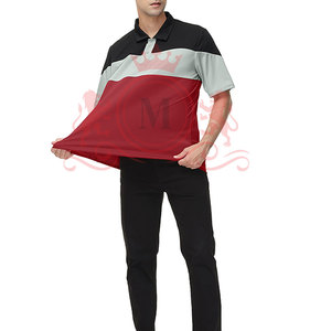 Urban <b>Colour</b> Block Polo Shirt Black Red Grey Premium Fabric Modern Fit Short Sleeve Stylish Everyday Clothing - Product Image 3
