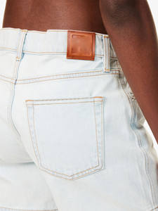 Pantalones Cortos Cargo para Hombre y Mujer, Estilo Vaquero Blanco Sólido, Cintura Alta, Corte Mom Fit, Pierna Ancha, Costuras en Contraste, Transpirables, Casuales - Product Image 3