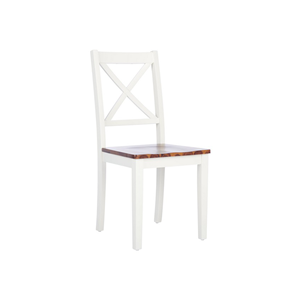 Chaise de salle à manger simple en teck massif avec cadre blanc et assises de couleur naturelle pour une utilisation intérieure et extérieure - Product Image 1