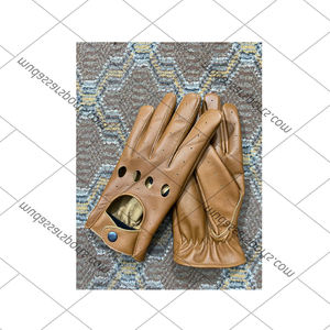 Gants de conduite en cuir Mudassar Slim Fit à doigts entiers compatibles avec les écrans tactiles, respirants, coupe-vent, antidérapants, avec sangle de poignet réglable - Product Image 5