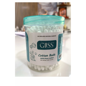 Bâtonnets de coton stériles GLISS 100% pur coton biologique avec tête en bois pour usage polyvalent : nettoyage des oreilles, application de maquillage - Product Image 2