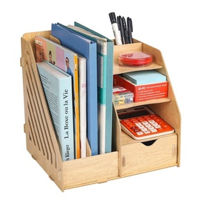 Organisateur de bureau en bois de conception Premium pour l'école et le bureau, rangement de papeterie multifonctionnel - Product Image 1