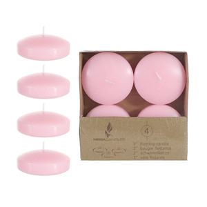 CGA064-P - 3 Floating Disc <b>Candles</b> - Pink - Product Image 1