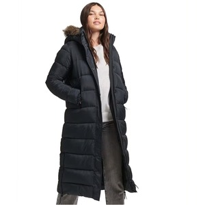 Chaqueta larga acolchada al por mayor de alta exigencia OEM Cuello de piel hombres mujeres cremallera con capucha abrigo cálido abrigo de lluvia - Product Image 2