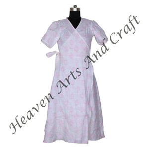 Bikini estampado en Bloque para mujer, ropa de dormir de algodón Natural hecha a mano, bata de baño caftán Maxi - Product Image 1