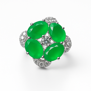 Elegant Classic Romantic Oval Cut Rhodium Plated Green Onyx CZ Silver Women's <b>Dainty</b> Band Engagement Wedding Gift Party <b>Ring</b> - Product Image 3