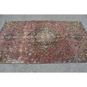 Tapis de 4,6 x 7,9 pieds, tapis turc vintage, tapis Ikat marron - Product Image 3