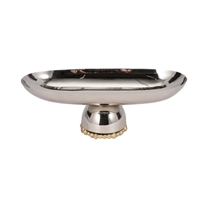 Plato de servicio peatonal decorativo de aluminio en niquelado al por mayor para boda, hogar, restaurante y Hotel - Product Image 3