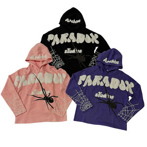 ผู้ผลิตเสื้อฮู้ดดี้ครอปพิมพ์ลายพองตัว ผ้าเฟรนช์เทอร์รี่เนื้อหนา ซิปหน้า ล้างสีแบบแอซิด ประดับคริสตัล สไตล์สตรีทแวร์สั่งทำ - Product Image 4