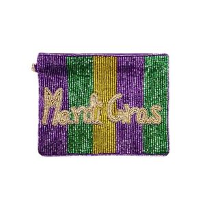 Bolso de mano con cuentas para el Mardi Gras, con patrón de Fleur de Lis, cierre de cremallera, bolso de fiesta para mujer, estilo bohemio, diseño geométrico - Product Image 2