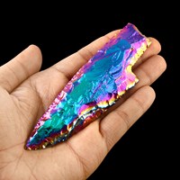 Titanium Aura Quartz Knife-Lame en cristal revêtue de titane arc-en-ciel sculptée à la main | Poignard en titane arc-en-ciel fait à la main en gros