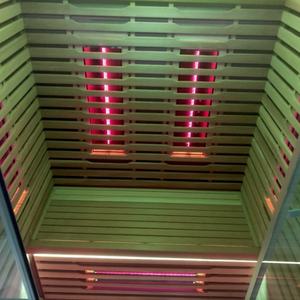 ساونا خشبية كاملة مقاومة للماء لشخصين مع إضاءة ومكبر صوت، شائعة في أستراليا للاستخدام الخارجي مع طيف كامل من الأشعة تحت الحمراء - Product Image 5