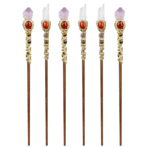 Sceptre Ornemental Créatif <span class=keywords><strong>en</strong></span> <span class=keywords><strong>Cristal</strong></span> Blanc Naturel et Améthyste, Bâton Magique Personnalisé, Arme Religieuse de Jeu - Product Image 5