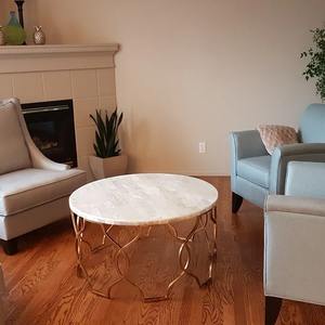 Table basse ronde moderne écologique avec plateau en marbre, cadre en métal de haute qualité fait à la main, prix personnalisé, meubles de salon - Product Image 3