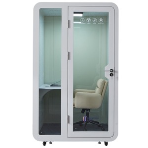 Solo Office Sound Booth Pod Audio Privacy, Mobile Roller with Desk LED Light - Product Image 1