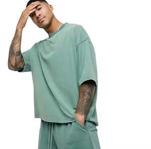 Conjuntos de camiseta y pantalones cortos de verano lavados con ácido de alta calidad personalizados para Hombres estilo informal al por mayor - Product Image 4