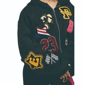 Ensemble 2 pièces de haute qualité pour femmes, sweat-shirt à manches longues ample et surdimensionné pour hommes, sweat-shirt et survêtement avec broderie et fermeture éclair, sweat-shirt pour hommes - Product Image 4