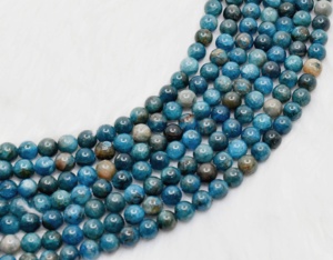Natural Teal Blue Color Wholesale Apatite 8mm Round Healing <b>Beads</b> Premium <b>Crystal</b> for Jewelry Meditation - Product Image 1