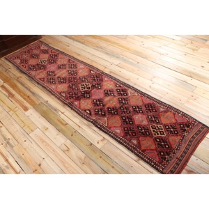 Vintage Turkish <b>Runner</b> Rug 2.7x11.7 ft, Herki <b>Red</b> Wool Rug - Product Image 4