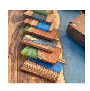 Premium Quality Handmade Epoxy Resin Wood Beermats Coasters Eco-Friendly 4-Piece <b>Set</b> Modern Design 4x4 Inches Multi-Functional - Product Image 3