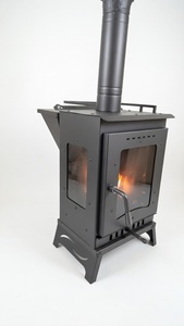 Poêle à bois portable en fonte Dorello noir avec porte en verre et tuyau de cheminée pour le camping et l'utilisation en cabane - Product Image 3